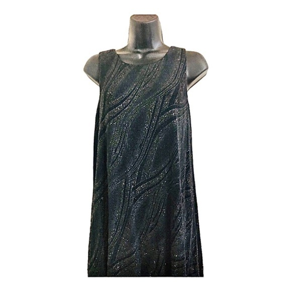 Nine West Beautiful black‎ sequin slinky sleeveless swing tent dress size 10 new - Picture 13 of 16